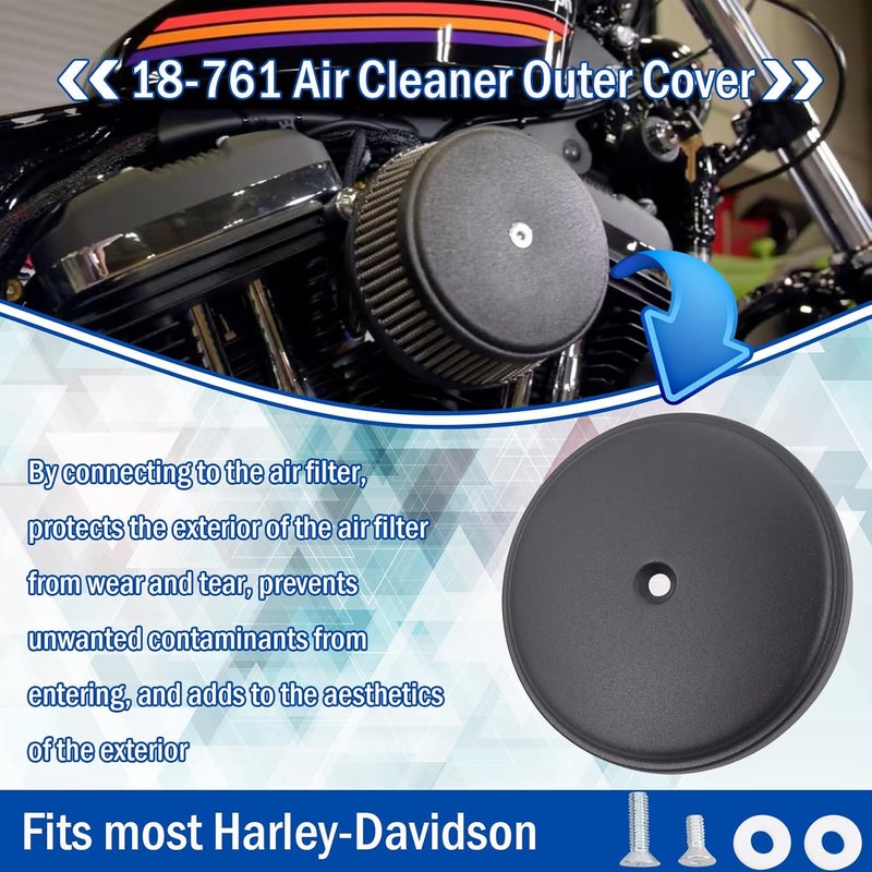 GEATaaT 18-761 Air Cleaner Outer Cover for Billet Sucker and Big Sucker Stage, Black Cover Compatible with Most Harley Davidson Models - Image 2